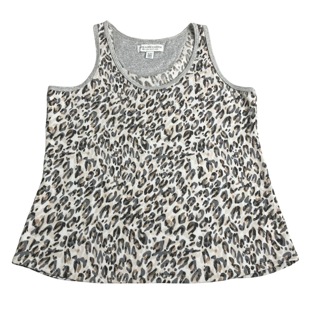 Live Love Lounge Karen Neuburger Tank Womens XL Leopard Print Soft Pajama Top